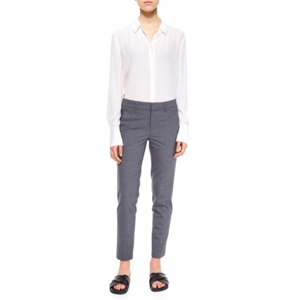 VINCE | SIDE STRAPPING PANTS IN HEATHER GRAY WOOL SIZE 6 - Picture 2 of 12
